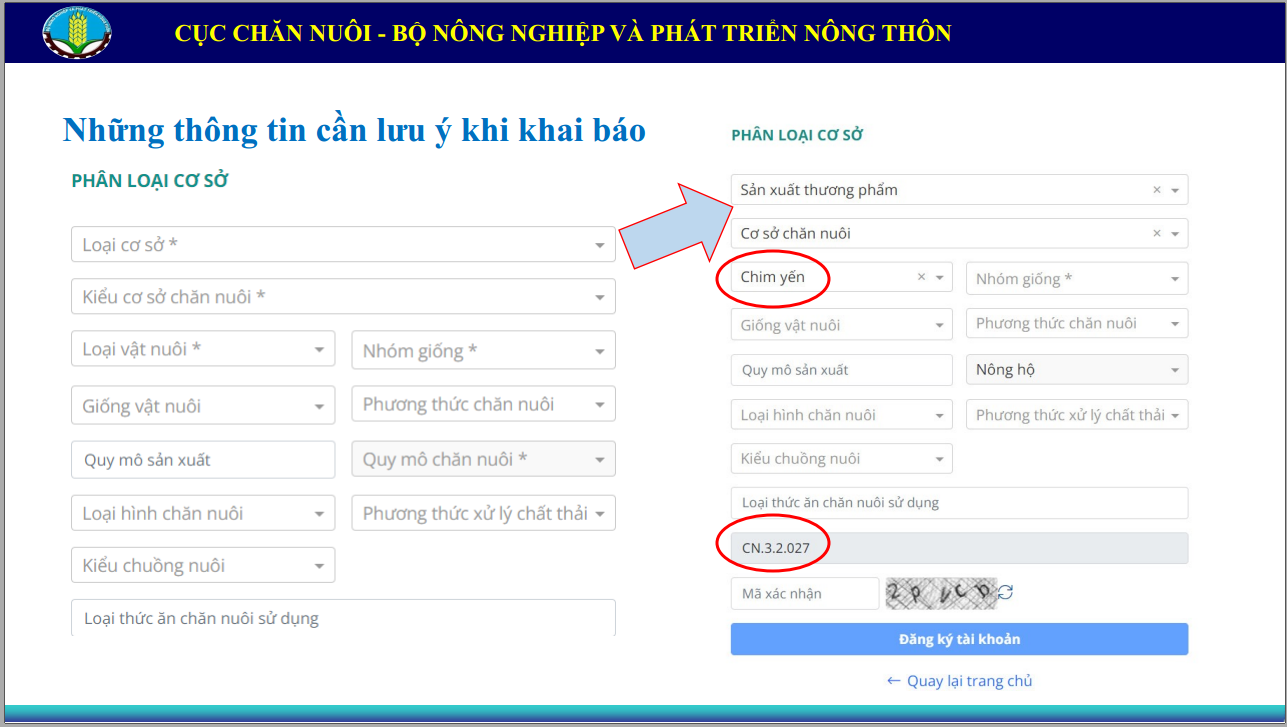 Đăng ký tài khoản định danh nhà yến